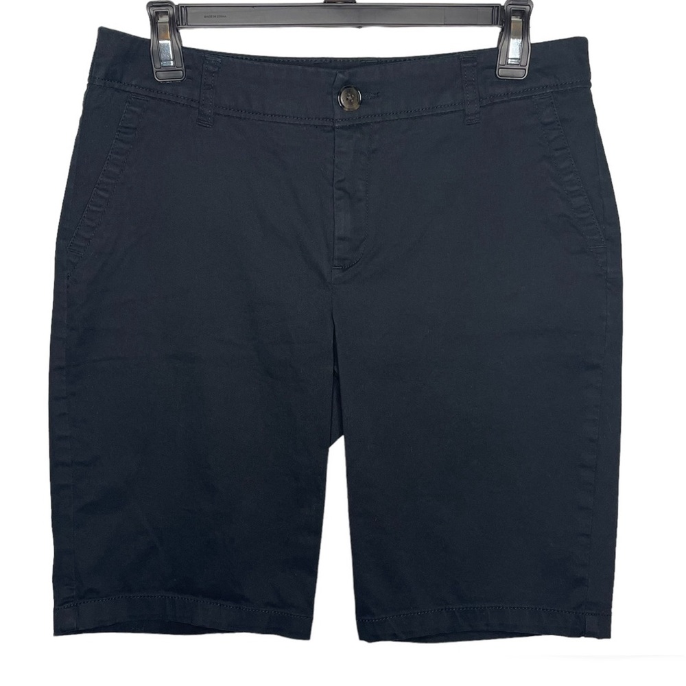 Liz Claiborne Solid Black Chino Bermuda Shorts